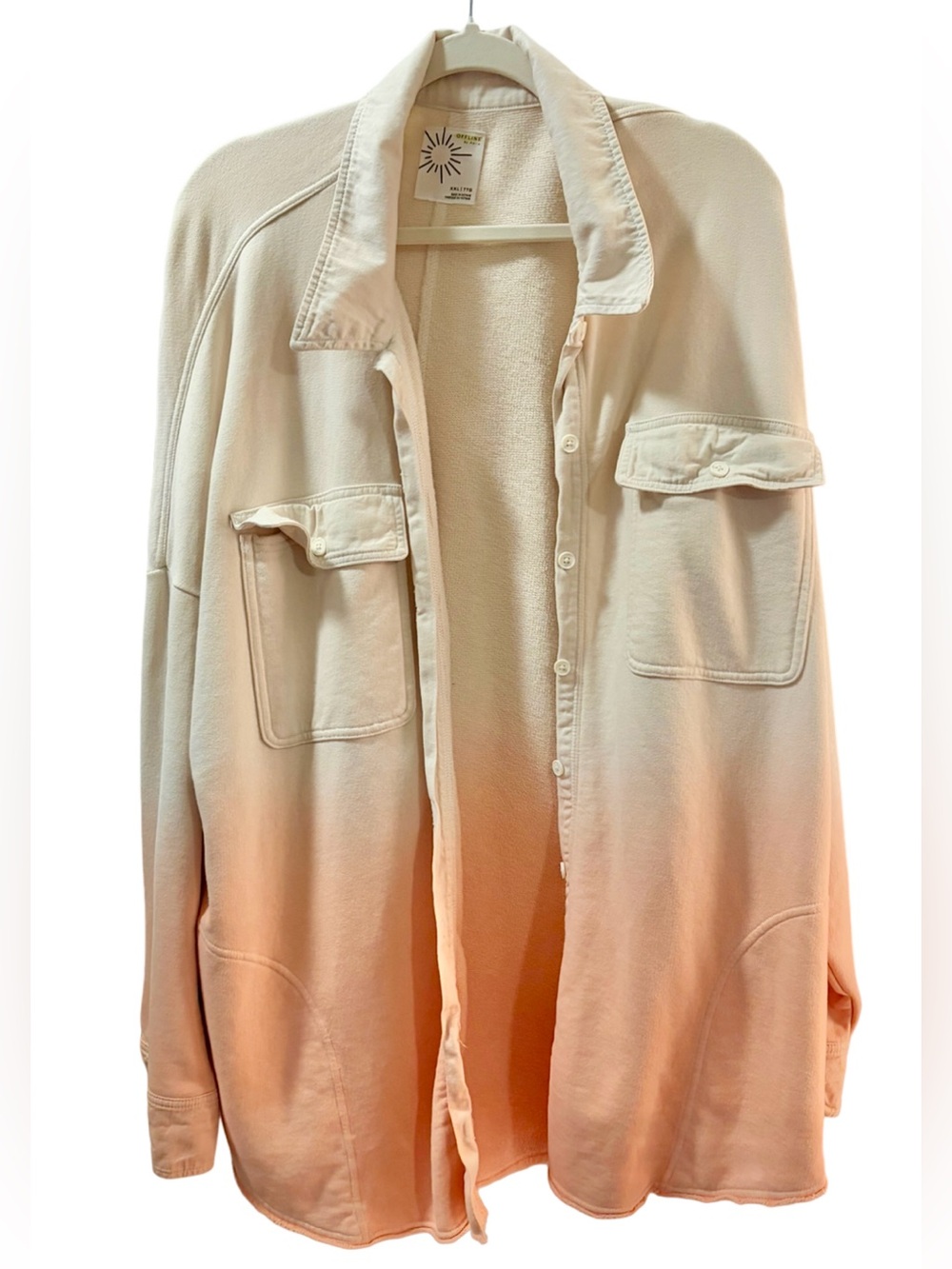 OFFLINE by Aerie Lumber Jane Orange Cream Ombre Shacket XXL